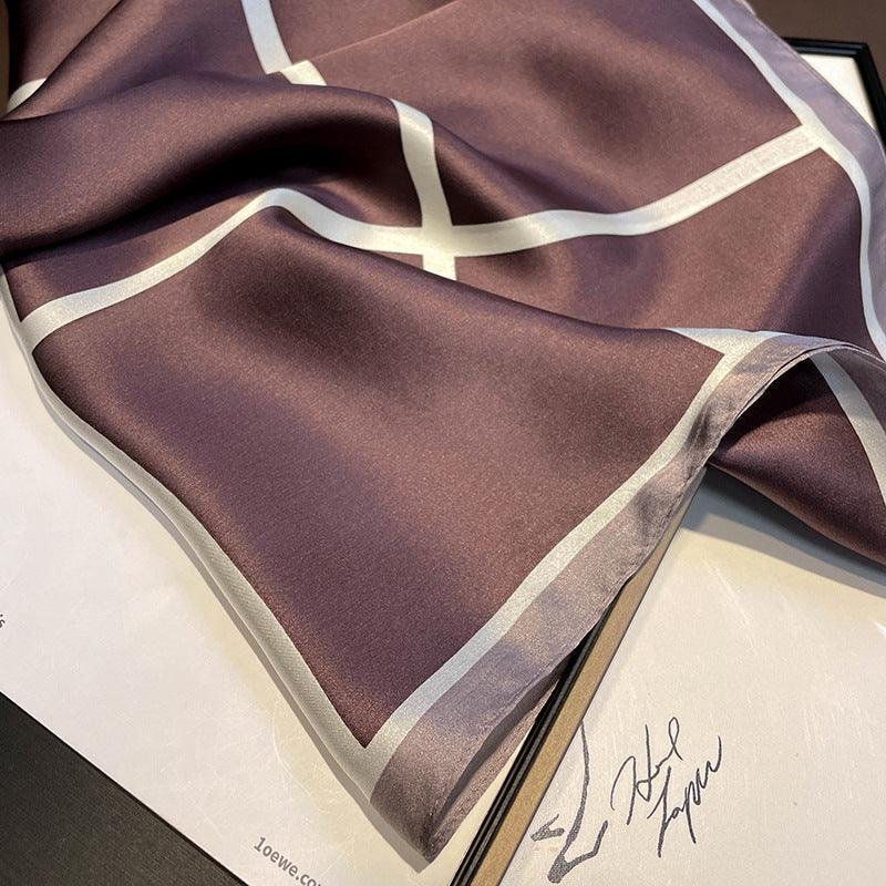 Deep Rose Minimalist Checkerboard mulberry silk scarf/65CM 100% mulberry silk scarf/Silk shawl/Gift for her