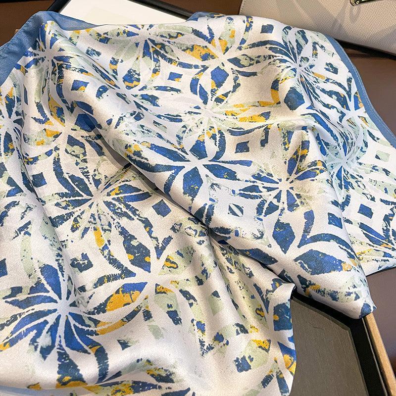 Minimalist Broken Flower mulberry silk scarf/65CM 100% mulberry silk scarf/Silk shawl/Gift for her