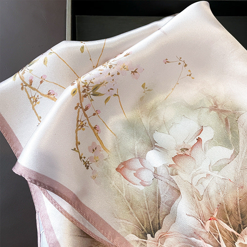 Chinese ink and peony Pattern silk scarf for men/100% mulberry Silk Scarf/Silk head scarf/Silk hair scarf/Silk neck scarf/Silk bandana