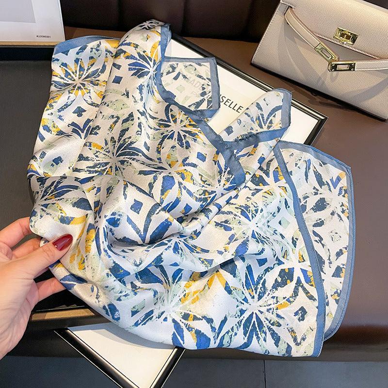 Minimalist Broken Flower mulberry silk scarf/65CM 100% mulberry silk scarf/Silk shawl/Gift for her