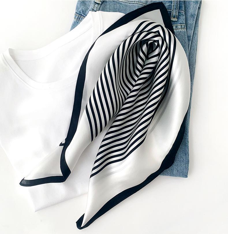 Black white Stripes 100% mulberry Silk Scarf/Silk head scarf/Silk hair scarf/Silk neck scarf/Mother's Day Gifts/Bag Accessory/Gift for her