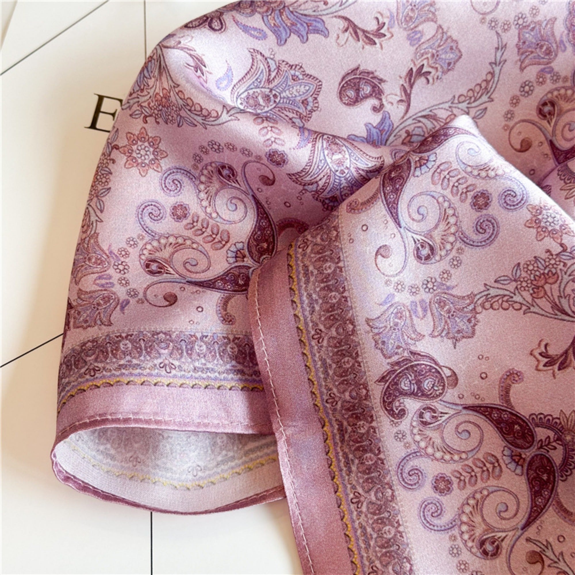 26'' Light Blue Ditsy Floral Mulberry Silk Scarf – Delicate Women’s Square Shawl with Charming, Airy Print