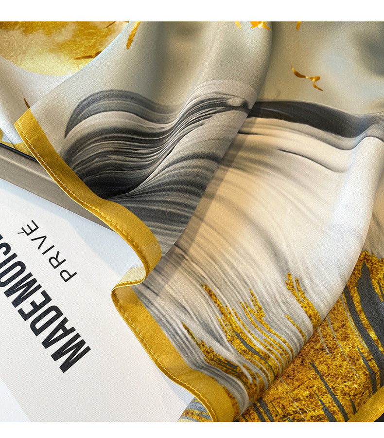 Gingko Leaf Pattern 100% mulberry Silk Scarf/Silk head scarf/Silk hair scarf/Silk neck scarf/Mother's Day Gifts/Bag Accessory/Gift for her