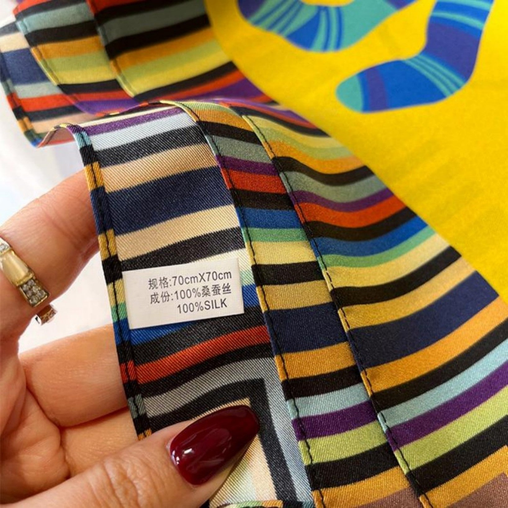 Colorful Cartoon Bengal Cat Silk Scarf – 100% Mulberry Silk Twill 65CM | Luxury Silk Shawl | Gift for Her