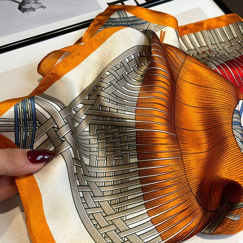 Knitting Horse Pattern 100% mulberry Silk Scarf/Silk head scarf/Silk hair scarf/Silk neck scarf/Mother's Day Gifts/Bag Accessory/Gift for her