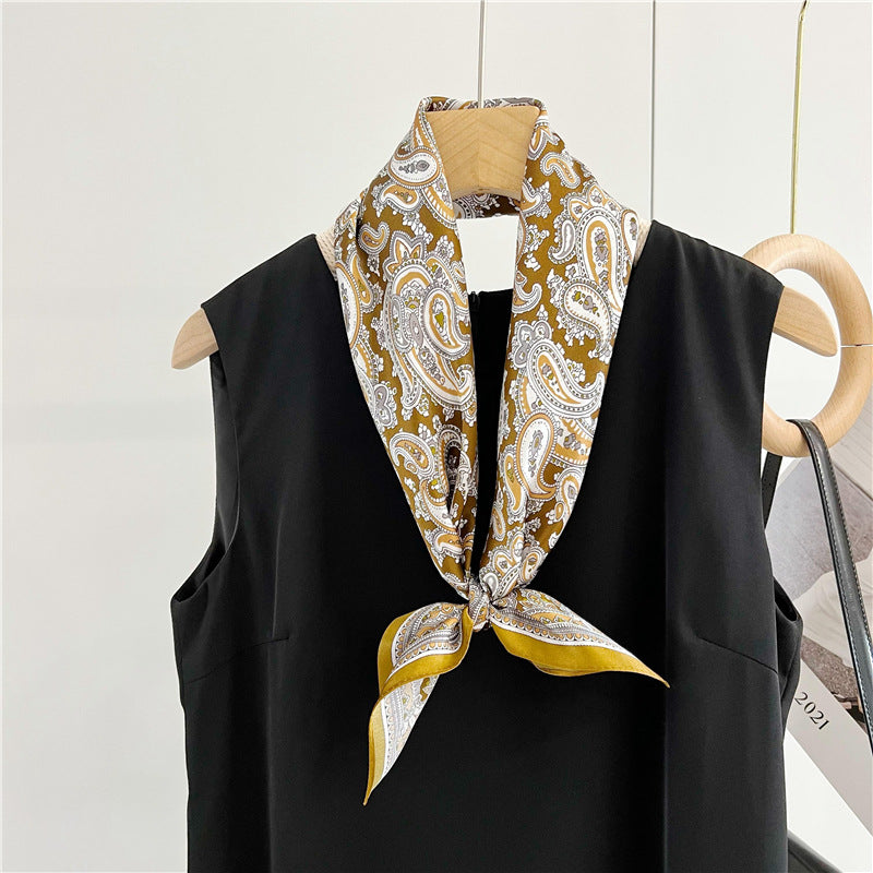 26'' Classic Full-Scale Paisley Mulberry Silk Scarf – Timeless Square Silk Shawl for Women, Elegant Vintage-Inspired Accessory