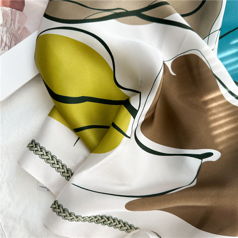 26'' Graffiti Mulberry Silk Scarf – Artistic & Bold Square Silk Shawl for Women, Contemporary Design Accessory