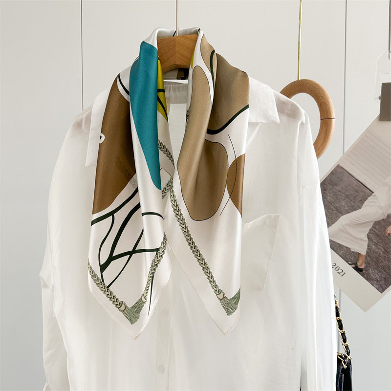 26'' Graffiti Mulberry Silk Scarf – Artistic & Bold Square Silk Shawl for Women, Contemporary Design Accessory