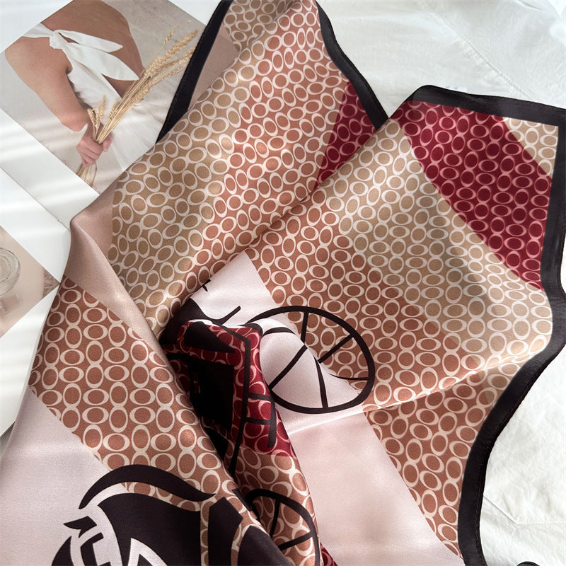 Classic 65cm Mulberry Silk Carriage Stripe Scarf – Double Crepe Square Shawl for Spring & Summer Elegance