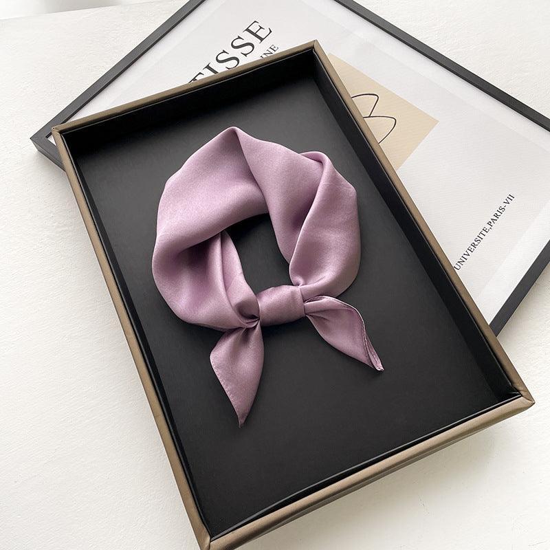 Elegant thin solid color silk scarf / Minimalist 53cm square scarf / 100% Mulberry Silk Scarf / Gift for her