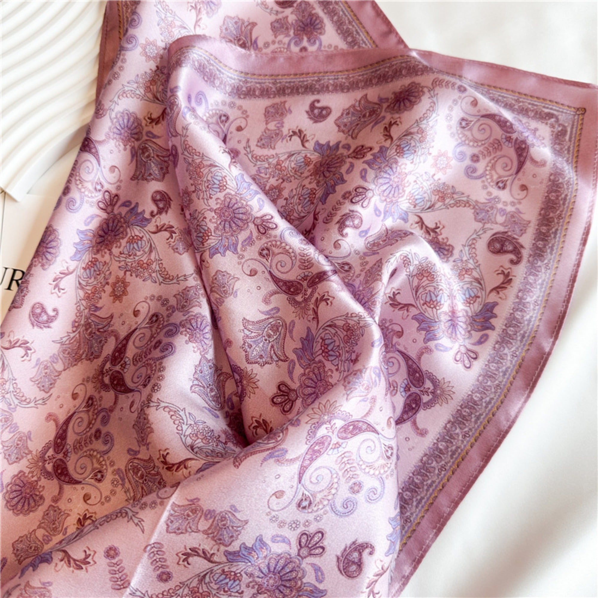 26'' Light Blue Ditsy Floral Mulberry Silk Scarf – Delicate Women’s Square Shawl with Charming, Airy Print