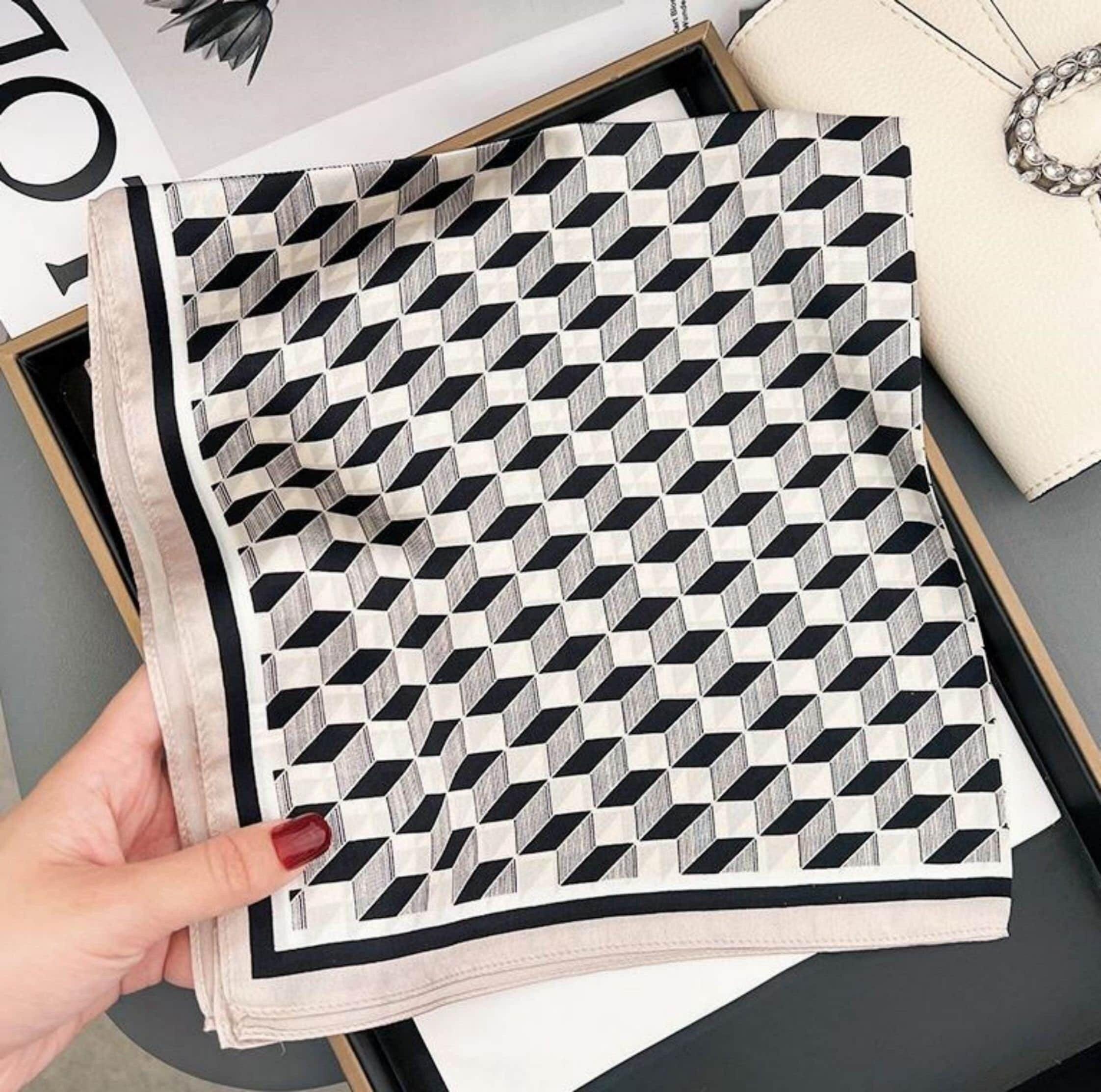 Checkered pattern 100% mulberry Silk Scarf/Silk head scarf/Silk hair scarf/Silk neck scarf/Mother's Day Gifts/Bag Accessory/Gift for her