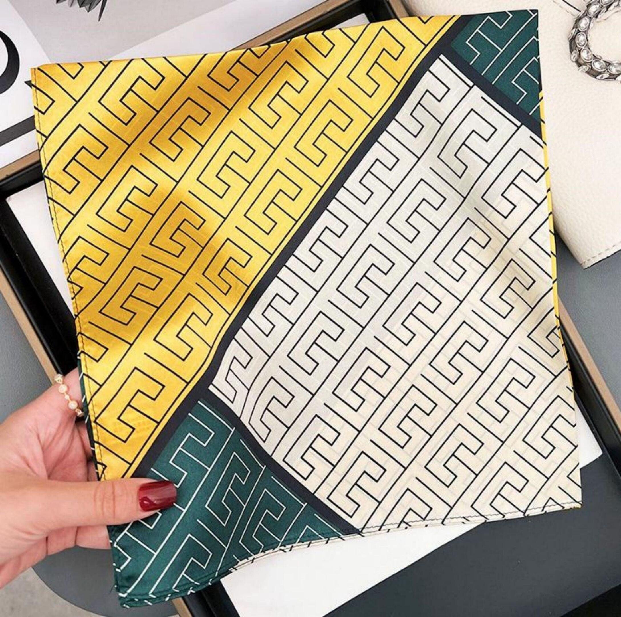 Geometric Color Blocking 100% mulberry Silk Scarf/Silk head scarf/Silk hair scarf/Silk neck scarf/Mother's Day Gifts/Bag Accessory/Gift for her/