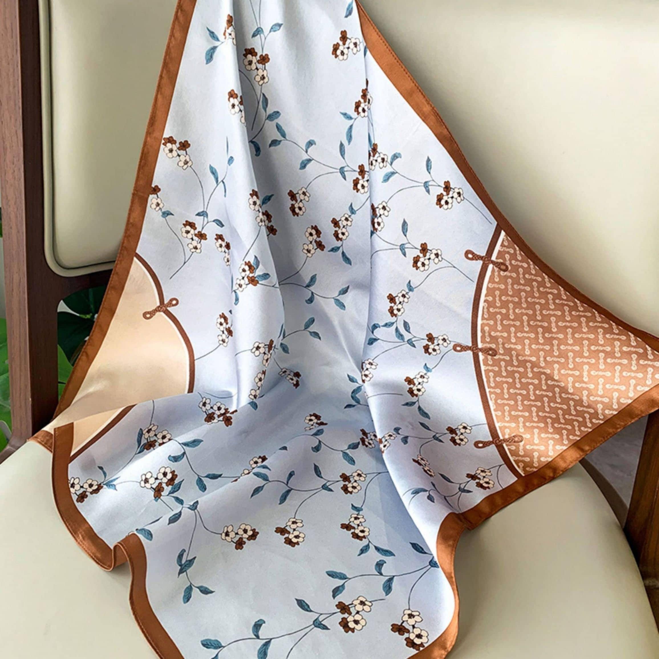 Elegant Flora 100% Mulberry Silk Scarf/Silk head scarf/Silk hair scarf/Silk neck scarf/Mother's Day Gifts/Bag Accessory/Gift for her