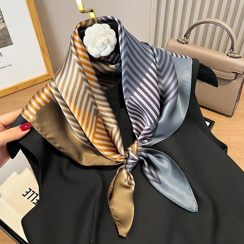 Splice fret pattern silk scarf/65CM 100% mulberry silk scarf/Silk shawl/Gift for her