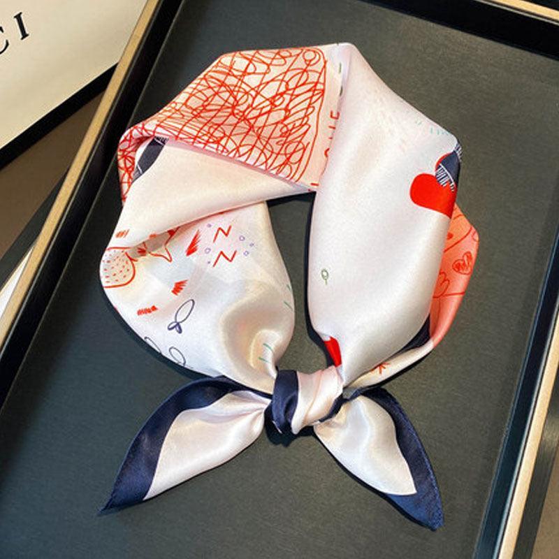 Pink Cat Pattern 100% mulberry Silk Scarf/Silk head scarf/Silk hair scarf/Silk neck scarf/Mother's Day Gifts/Bag Accessory/Gift for her