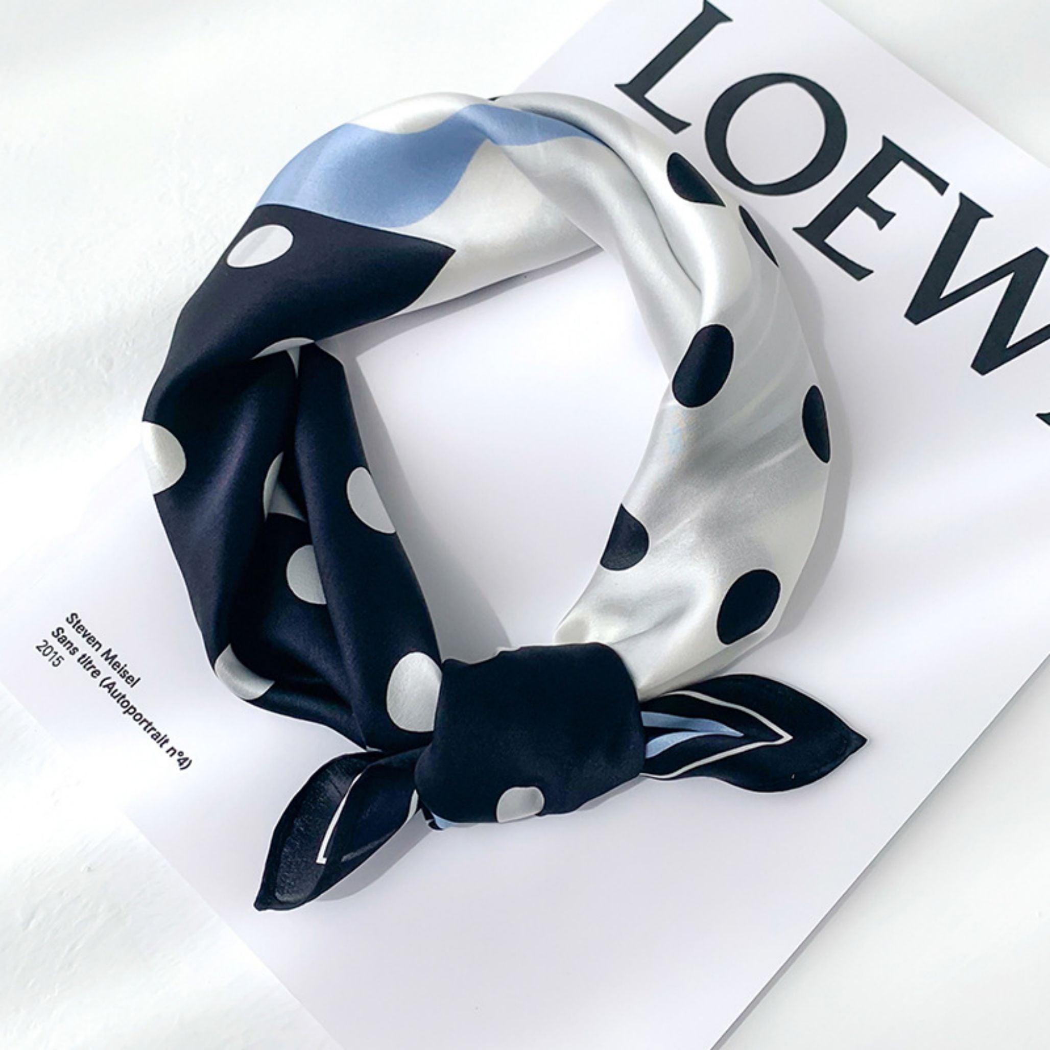 Printed Polka Dots 100% mulberry Silk Scarf/Silk head scarf/Silk hair scarf/Silk neck scarf/Mother's Day Gifts/Bag Accessory/Gift for her