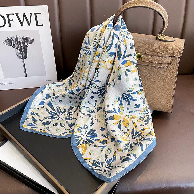 Minimalist Broken Flower mulberry silk scarf/65CM 100% mulberry silk scarf/Silk shawl/Gift for her