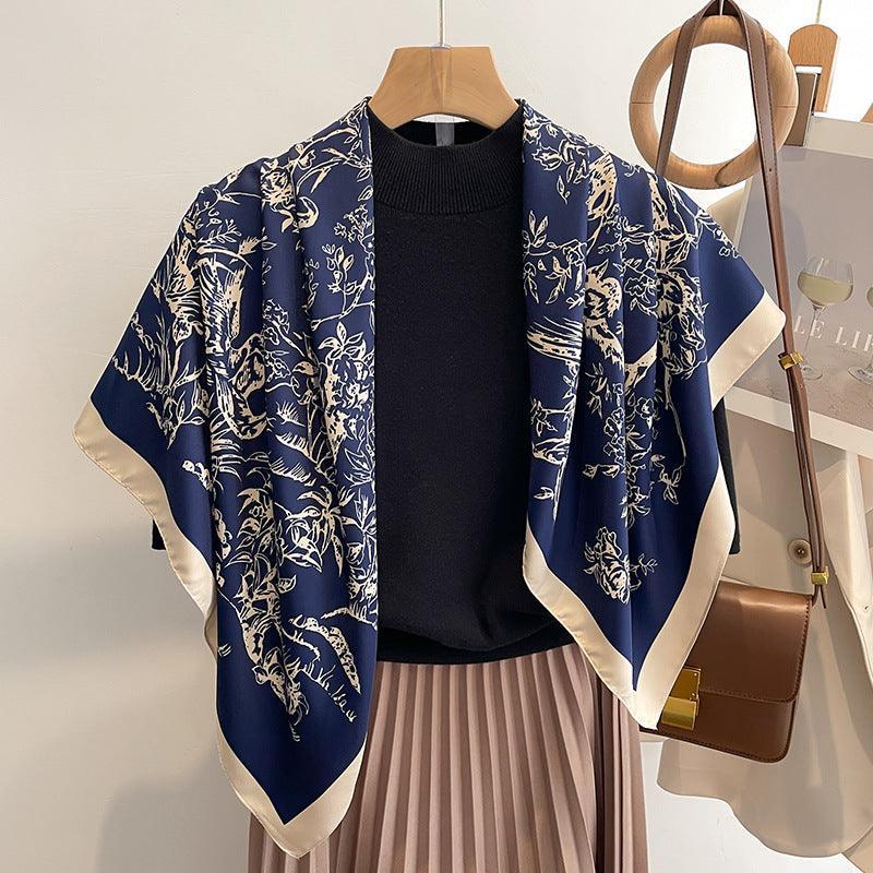 Vintage Forest Print Chic Large Satin Scarf | 90x90cm Bandana | Twill Satin Shawl | Perfect Gift for Her, Mother's Day