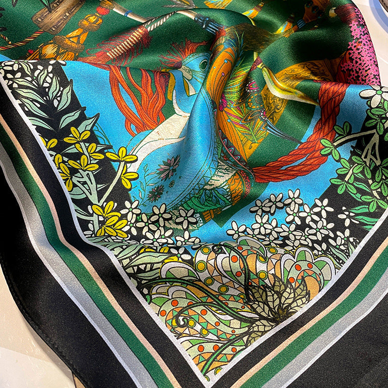 Botanical Gardens mulberry silk scarf/65CM 100% mulberry silk scarf/Silk shawl/Gift for her