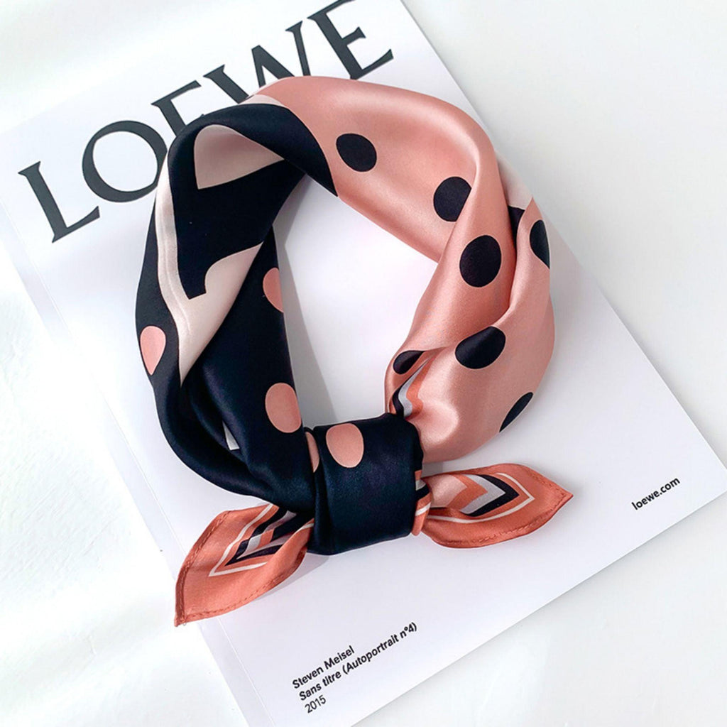 Printed Polka Dots 100% mulberry Silk Scarf/Silk head scarf/Silk hair scarf/Silk neck scarf/Mother's Day Gifts/Bag Accessory/Gift for her