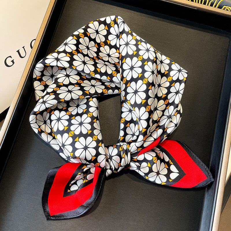 Small floral print 100% mulberry Silk Scarf/Silk head scarf/Silk hair scarf/Silk neck scarf/Mother's Day Gifts/Bag Accessory/Gift for her