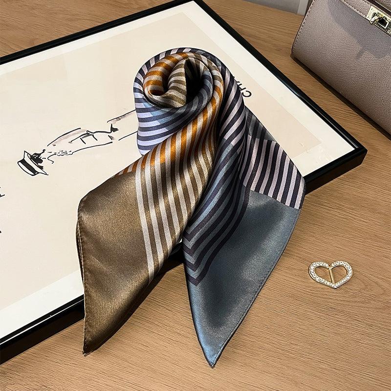 Splice fret pattern silk scarf/65CM 100% mulberry silk scarf/Silk shawl/Gift for her