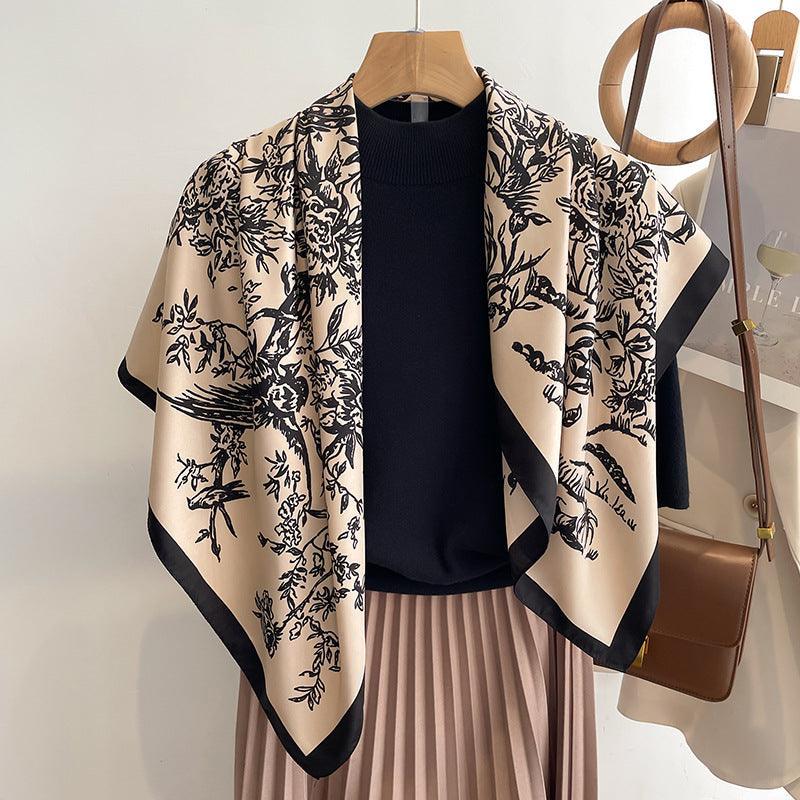 Vintage Forest Print Chic Large Satin Scarf | 90x90cm Bandana | Twill Satin Shawl | Perfect Gift for Her, Mother's Day