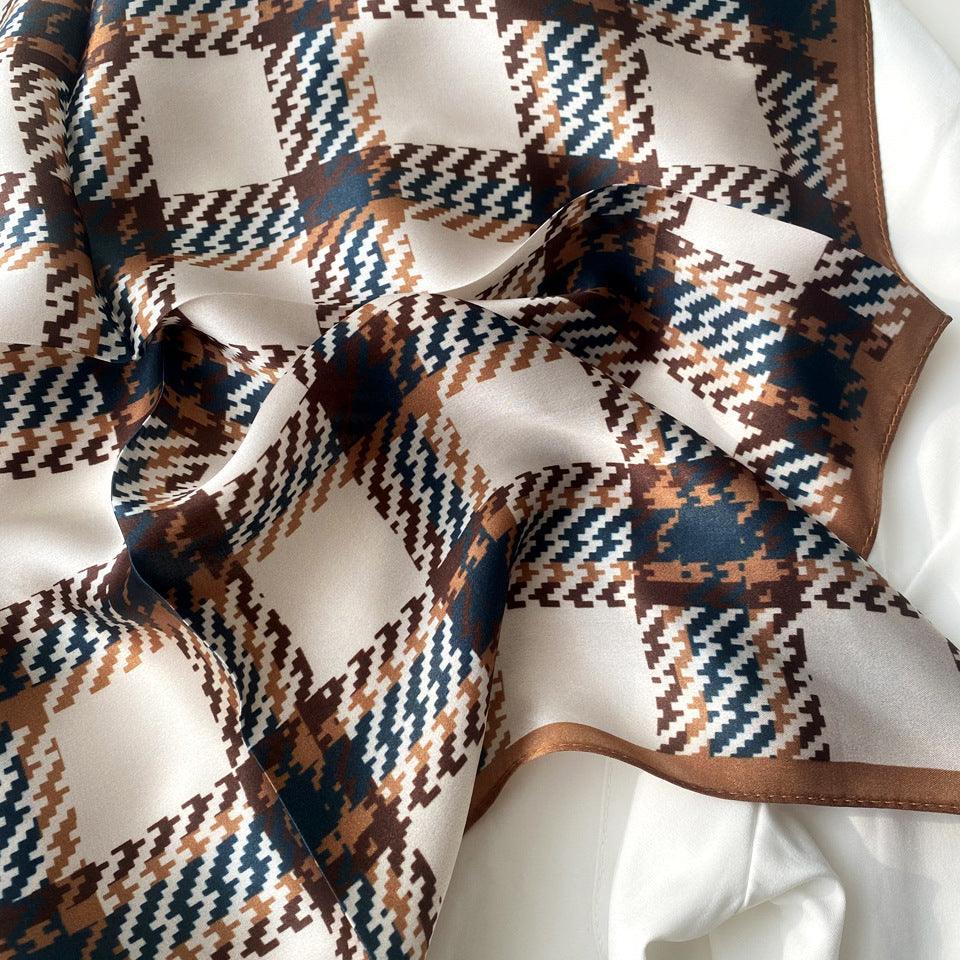 Scottish Plaid Silk Scarf/100% mulberry Silk Scarf/Silk head scarf/Silk hair scarf/Silk neck scarf/Silk bandana/Bag Accessory/Gift for her