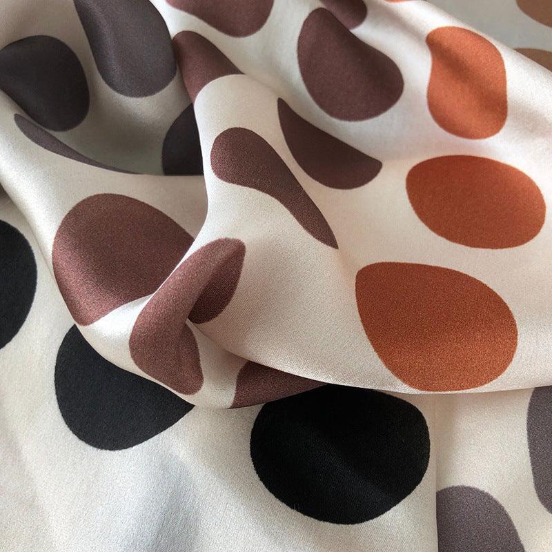 Caramel Polka Dots 100% mulberry Silk Scarf/Silk head scarf/Silk hair scarf/Silk neck scarf/Mother's Day Gifts/Bag Accessory/Gift for her
