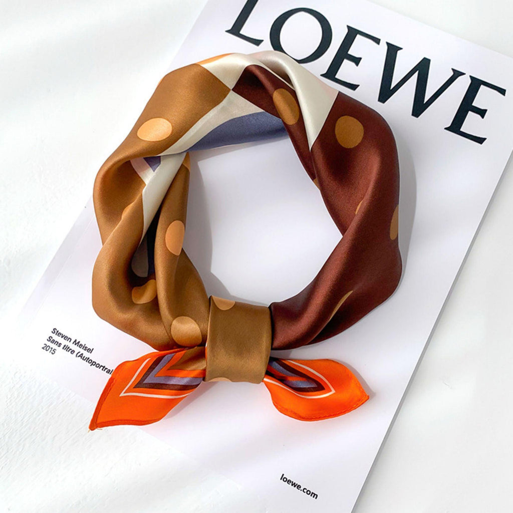 Printed Polka Dots 100% mulberry Silk Scarf/Silk head scarf/Silk hair scarf/Silk neck scarf/Mother's Day Gifts/Bag Accessory/Gift for her