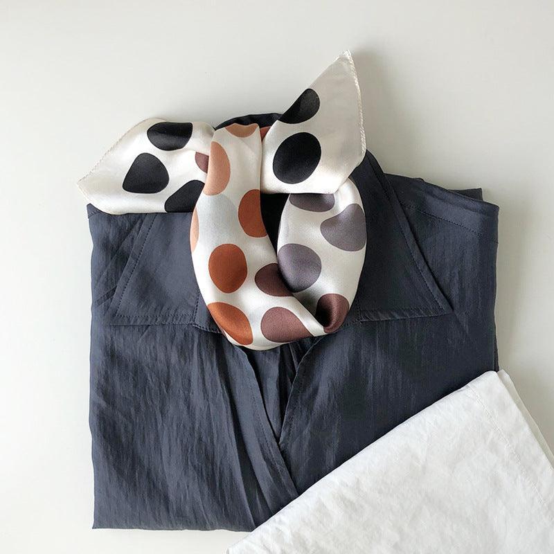 Caramel Polka Dots 100% mulberry Silk Scarf/Silk head scarf/Silk hair scarf/Silk neck scarf/Mother's Day Gifts/Bag Accessory/Gift for her