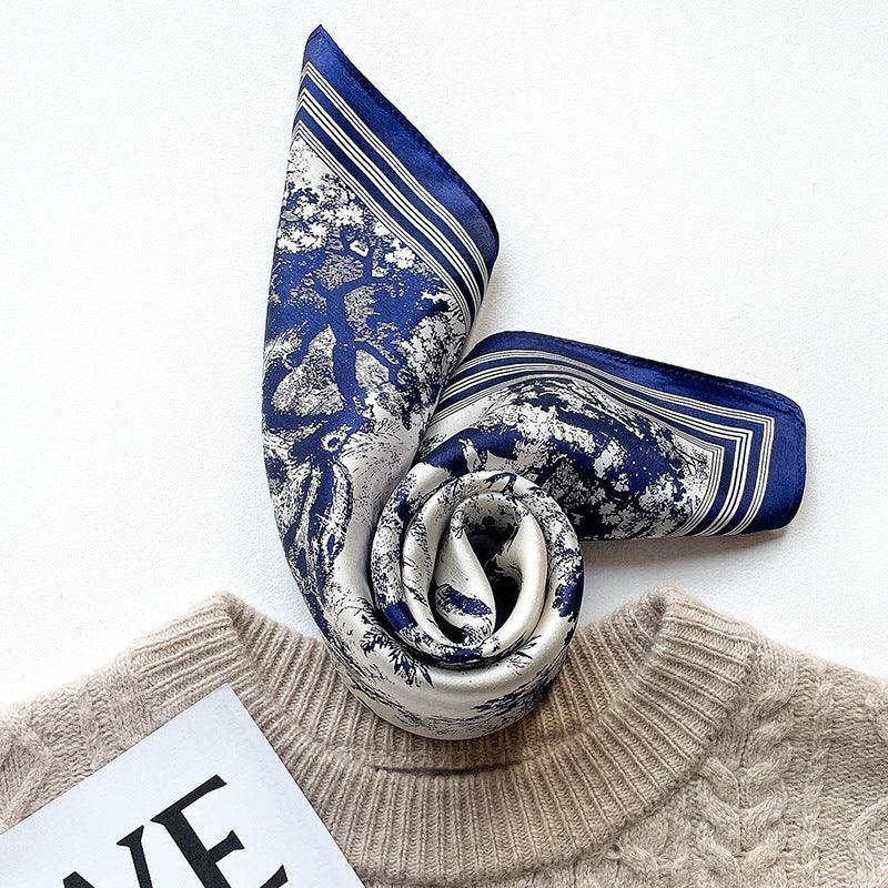 Vintage Forest Print 100% mulberry Silk Scarf/Silk head scarf/Silk hair scarf/Silk neck scarf/Mother's Day Gifts/Bag Accessory/Gift for her