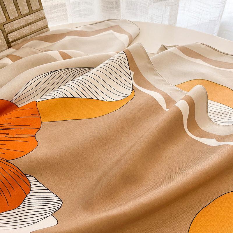 Yellow Flora Chic Large Satin Scarf | 90x90cm Bandana | Twill Satin Shawl | Perfect Gift for Her, Mother's Day