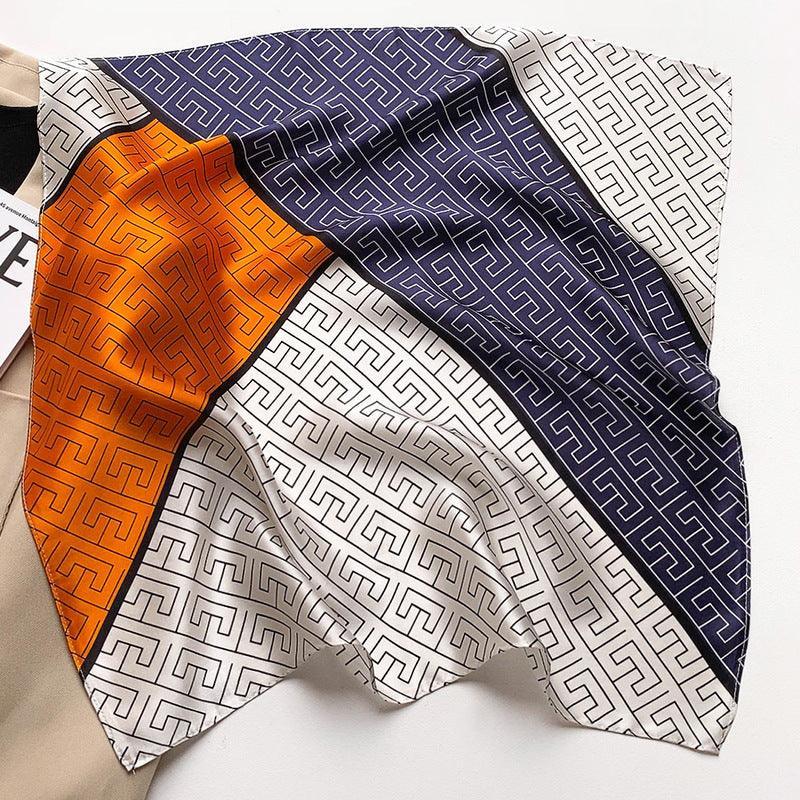 Geometric Color Blocking 100% mulberry Silk Scarf/Silk head scarf/Silk hair scarf/Silk neck scarf/Mother's Day Gifts/Bag Accessory/Gift for her/