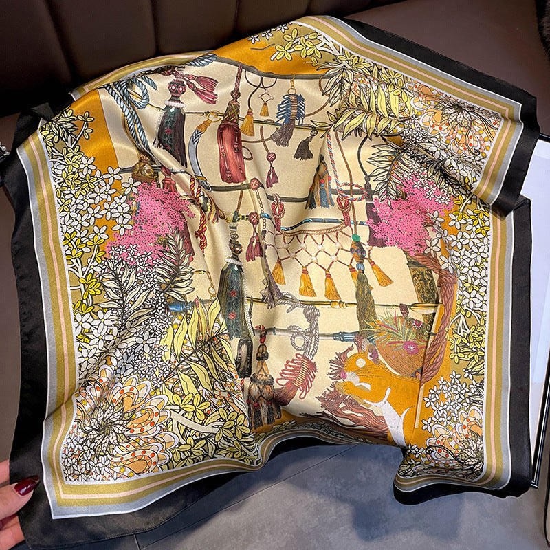 Botanical Gardens mulberry silk scarf/65CM 100% mulberry silk scarf/Silk shawl/Gift for her