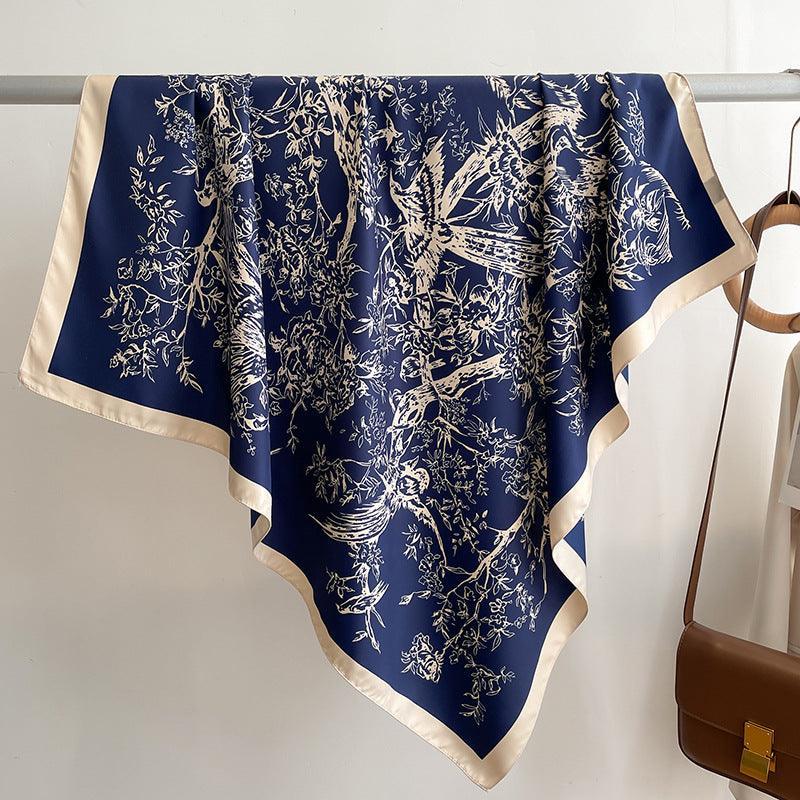 Vintage Forest Print Chic Large Satin Scarf | 90x90cm Bandana | Twill Satin Shawl | Perfect Gift for Her, Mother's Day