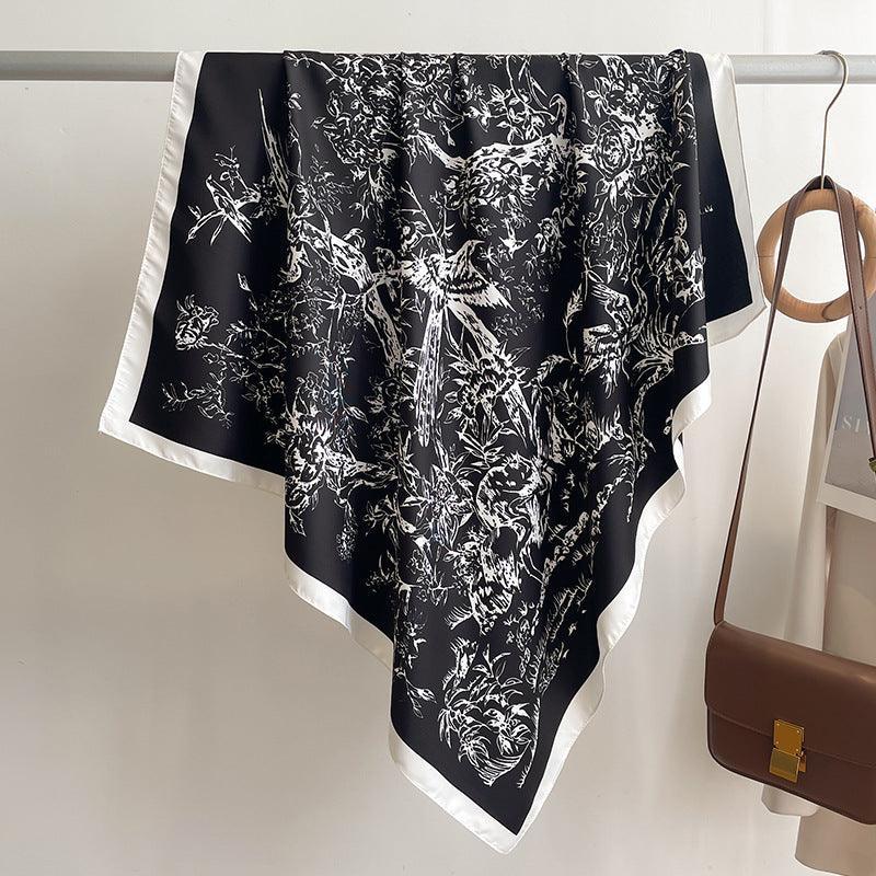 Vintage Forest Print Chic Large Satin Scarf | 90x90cm Bandana | Twill Satin Shawl | Perfect Gift for Her, Mother's Day