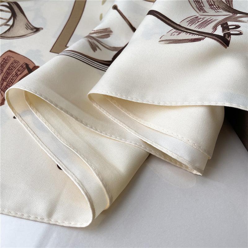 White Elegant Chic Large Satin Scarf | 90x90cm Bandana | Twill Satin Shawl | Perfect Gift for Her, Mother's Day