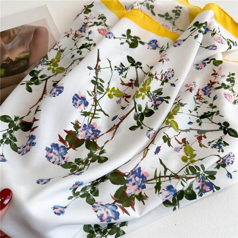 Oriental Aesthetic Chic Large Satin Scarf | 90x90cm Bandana | Twill Satin Shawl | Perfect Gift for Her, Mother's Day