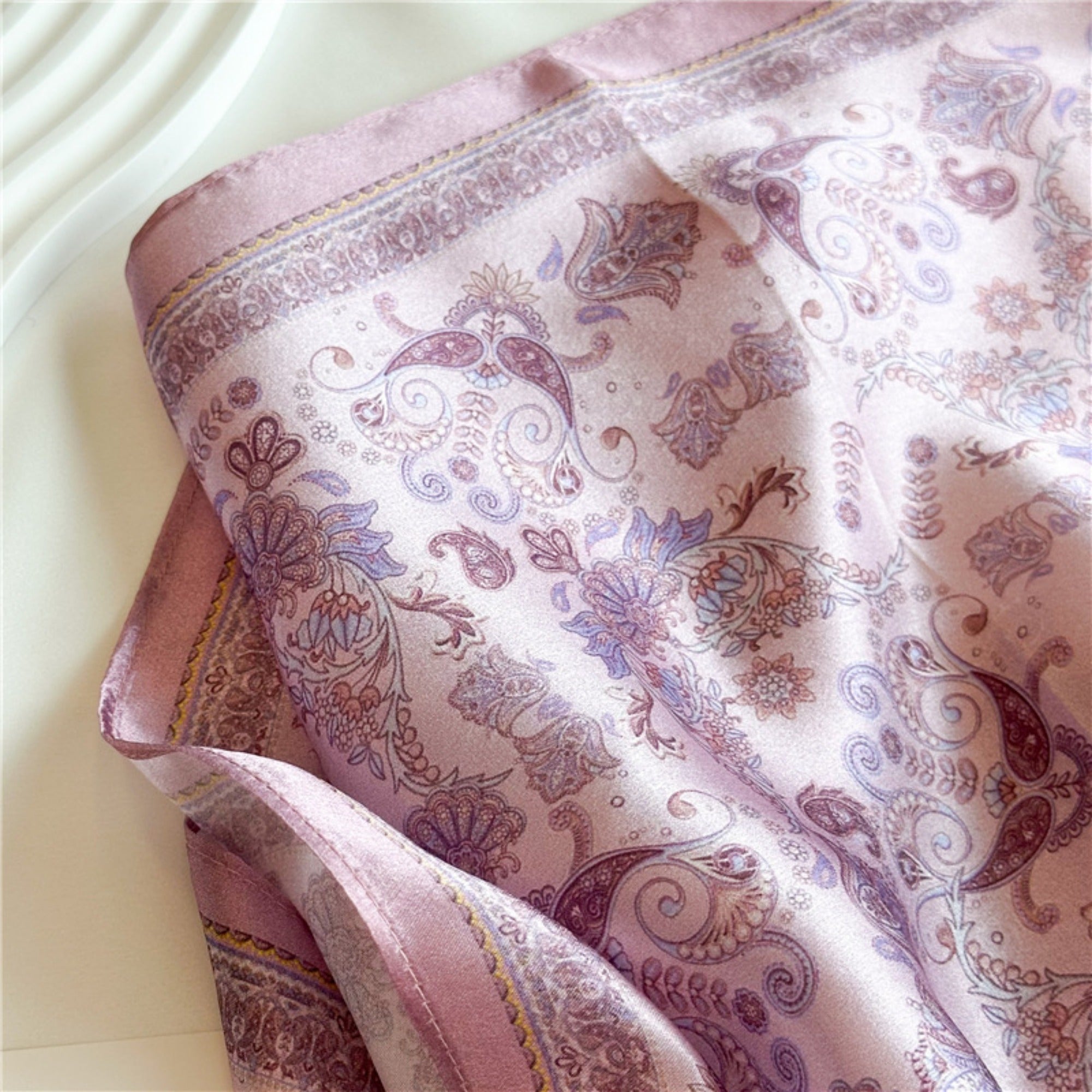 26'' Light Blue Ditsy Floral Mulberry Silk Scarf – Delicate Women’s Square Shawl with Charming, Airy Print