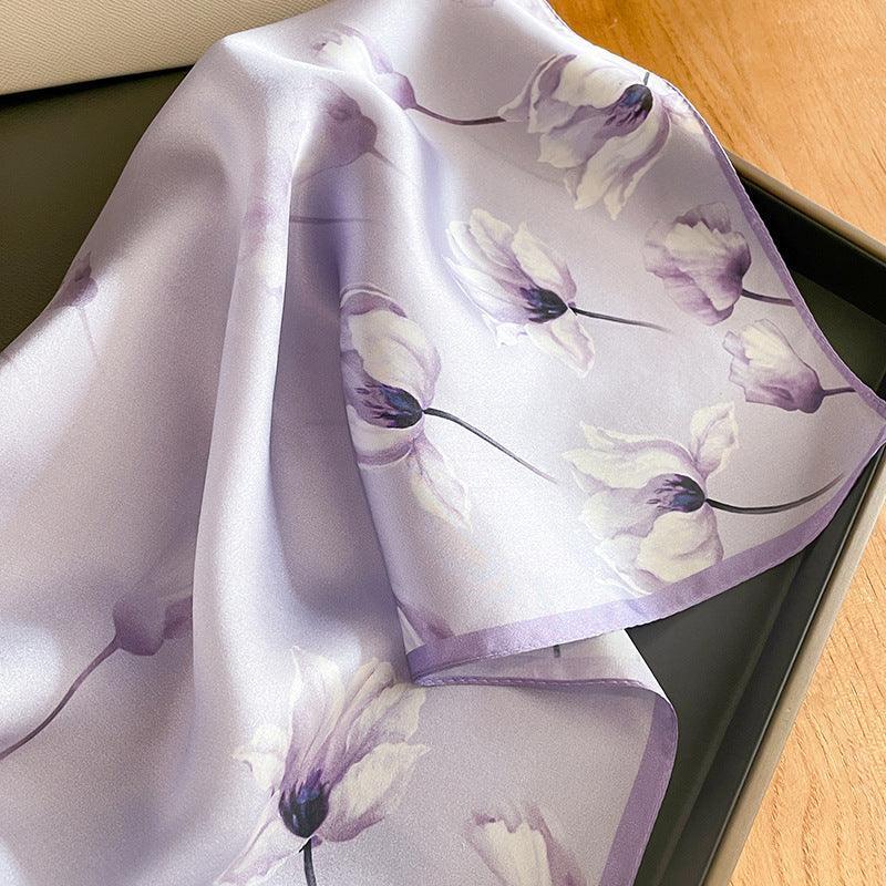 Pink Spring Flowers 100% mulberry Silk Scarf/Silk head scarf/Silk hair scarf/Silk neck scarf/Mother's Day Gifts/Bag Accessory/Gift for her