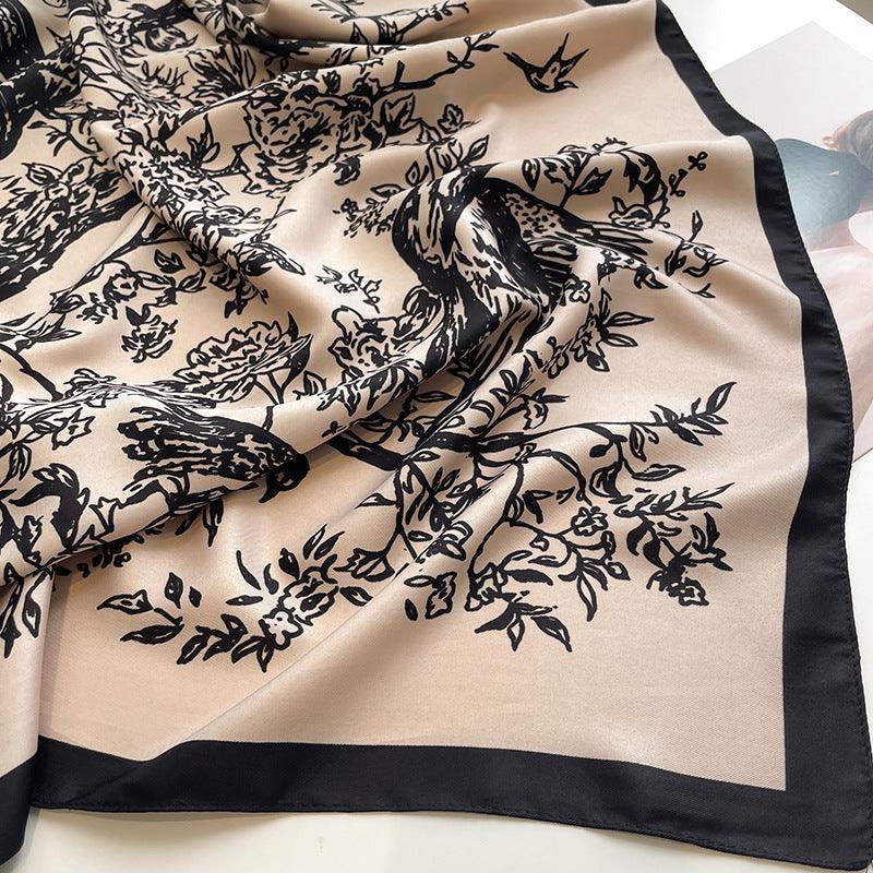 Vintage Forest Print Chic Large Satin Scarf | 90x90cm Bandana | Twill Satin Shawl | Perfect Gift for Her, Mother's Day