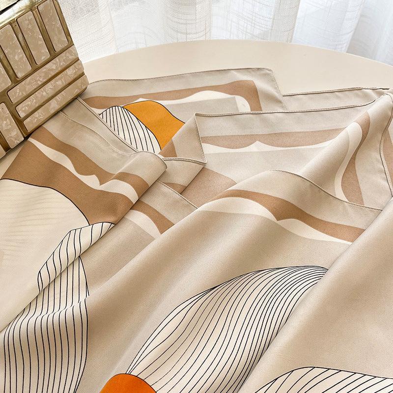 Yellow Flora Chic Large Satin Scarf | 90x90cm Bandana | Twill Satin Shawl | Perfect Gift for Her, Mother's Day