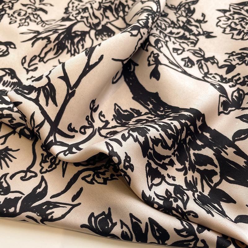 Vintage Forest Print Chic Large Satin Scarf | 90x90cm Bandana | Twill Satin Shawl | Perfect Gift for Her, Mother's Day