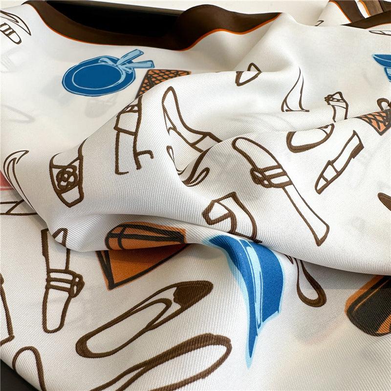 Pink Fresh Pattern Chic Large Satin Scarf | 90x90cm Bandana | Twill Satin Shawl | Perfect Gift for Her, Mother's Day