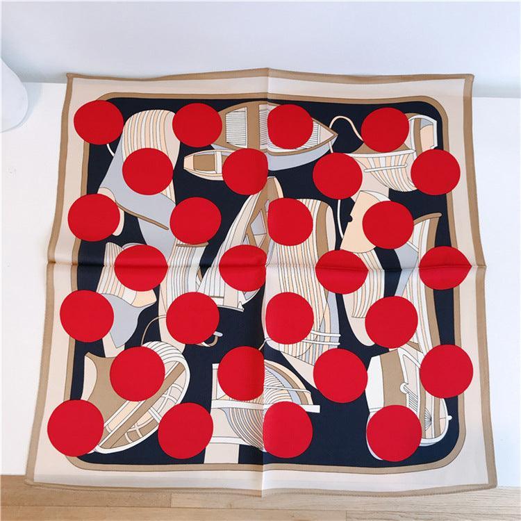 Red polka dot print 100% mulberry Silk Scarf/Silk head scarf/Silk hair scarf/Silk neck scarf/Mother's Day Gifts/Bag Accessory/Gift for her