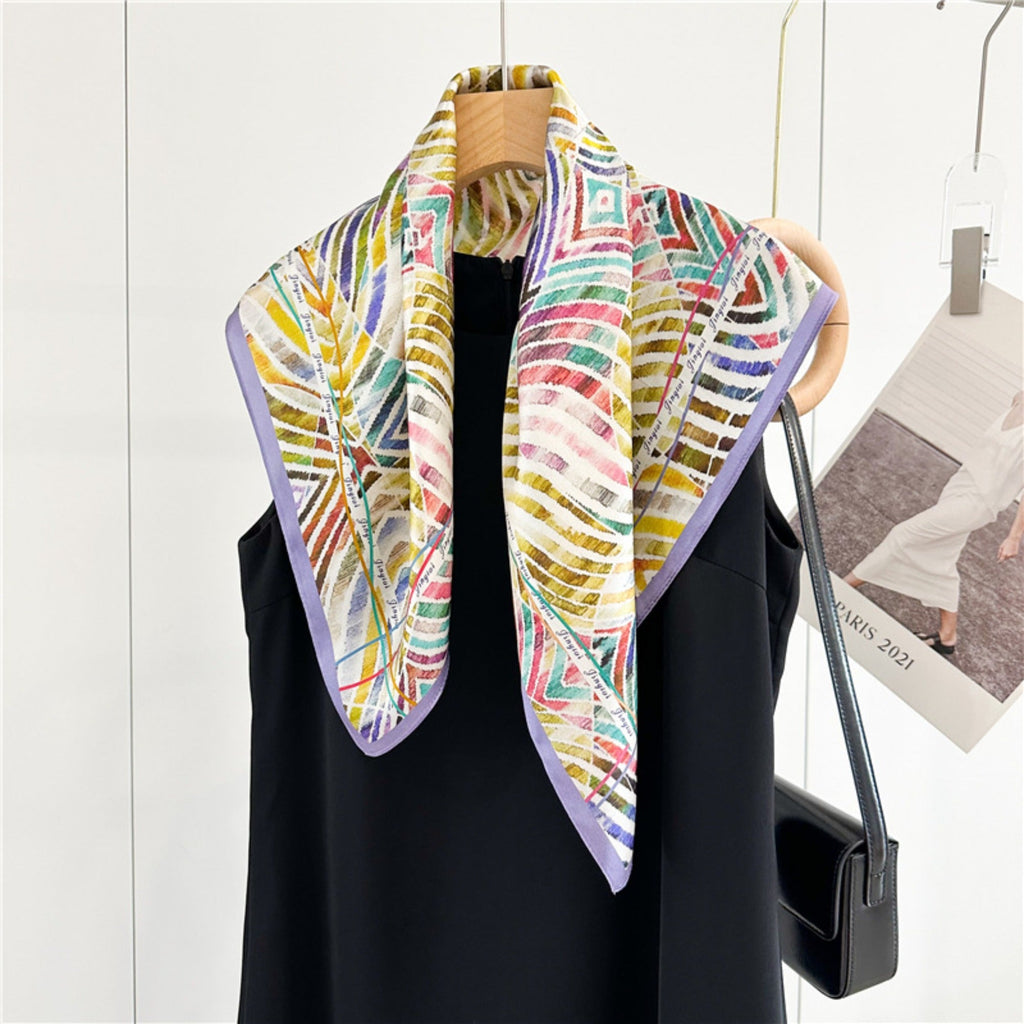 Color Splash 100% Mulberry Silk Scarf | 26'' Vibrant Artistic Square Scarf