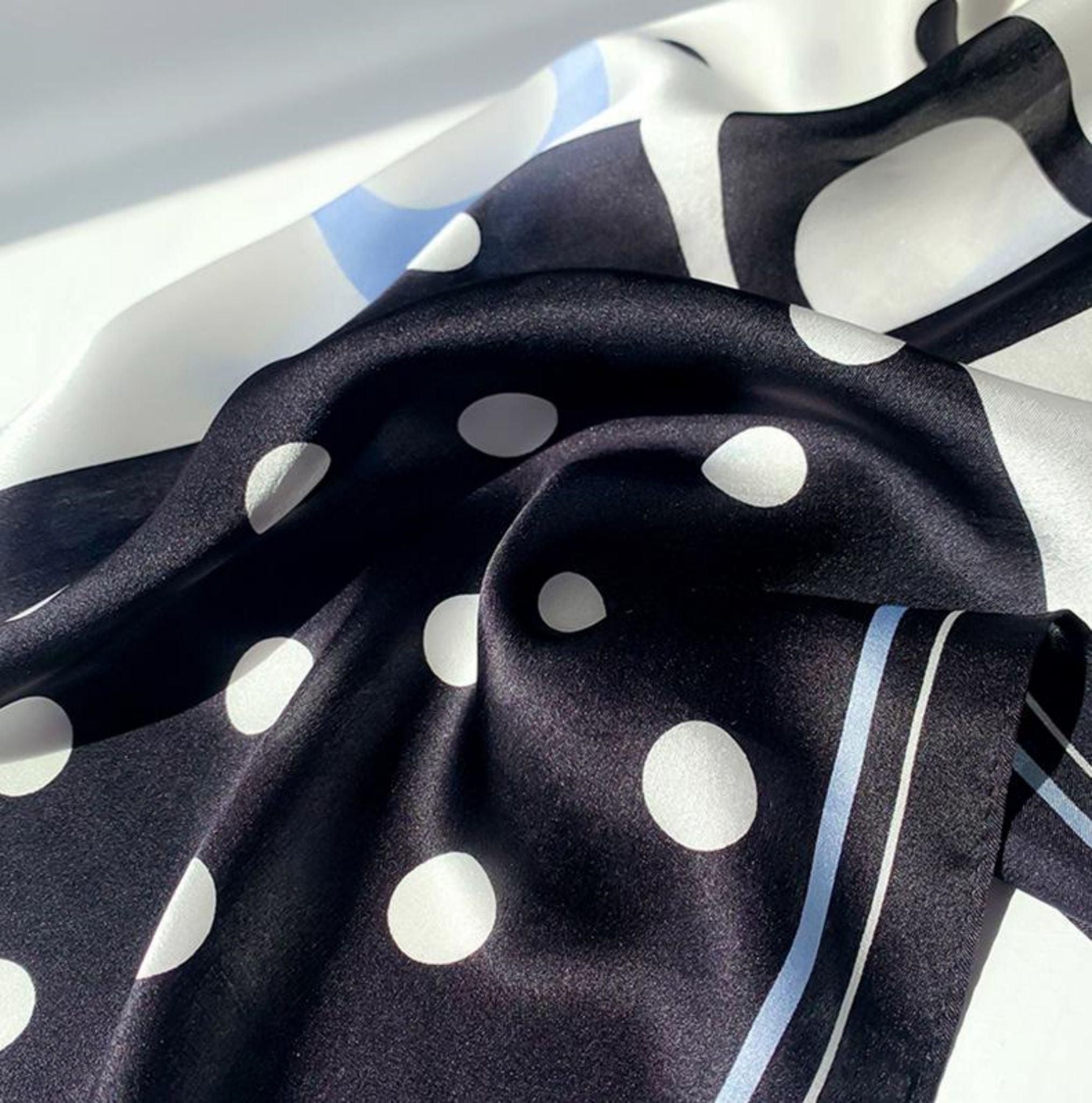 Printed Polka Dots 100% mulberry Silk Scarf/Silk head scarf/Silk hair scarf/Silk neck scarf/Mother's Day Gifts/Bag Accessory/Gift for her