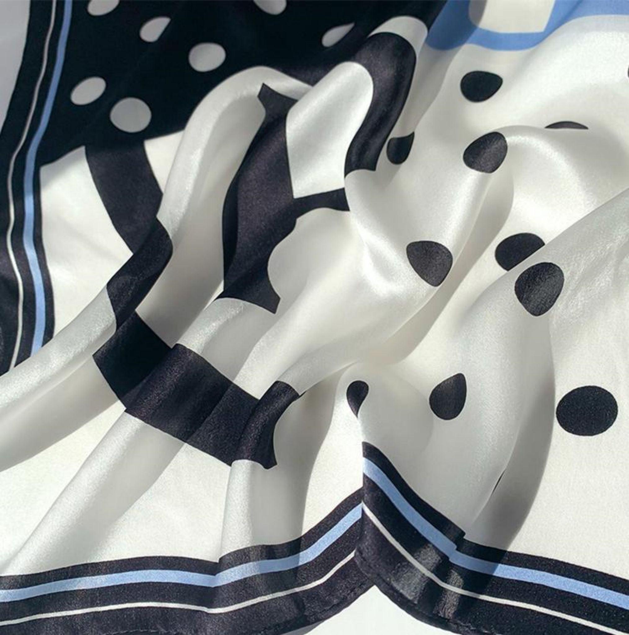 Printed Polka Dots 100% mulberry Silk Scarf/Silk head scarf/Silk hair scarf/Silk neck scarf/Mother's Day Gifts/Bag Accessory/Gift for her